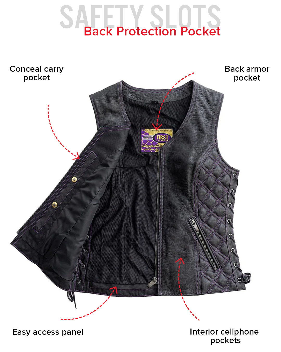 Bandida Women's Motorcycle Leather Vest Women's Leather Vest Vests