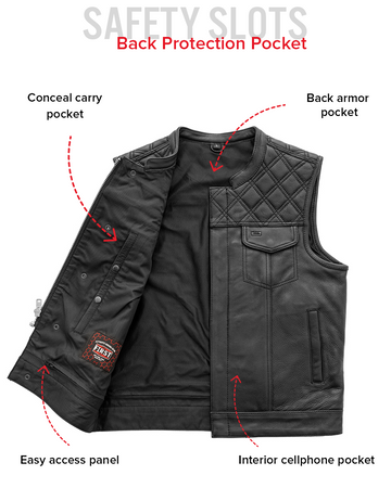 Downside Mens Motorcycle Leather Vest - First MFG Co