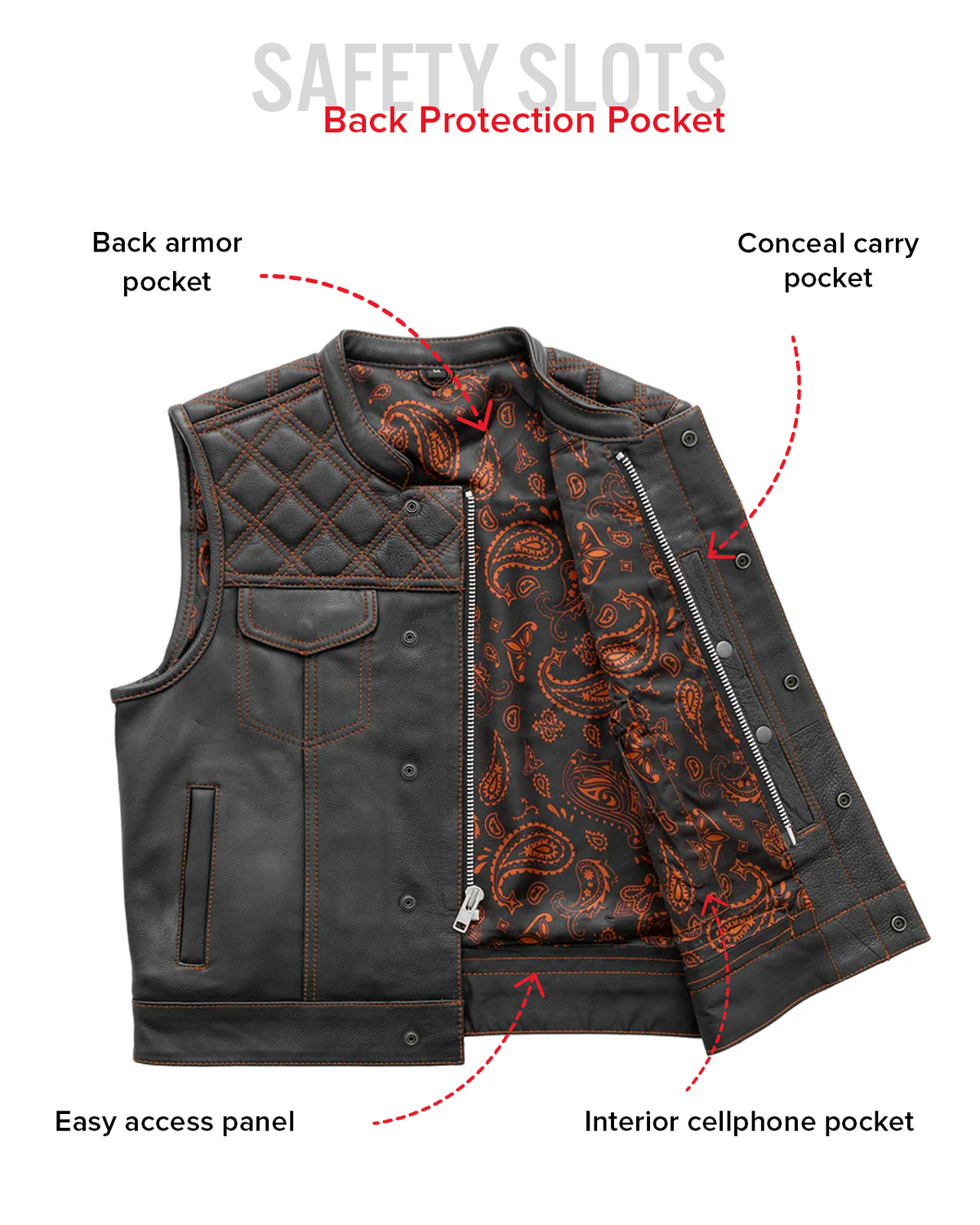 Men's Upside Club Style Leather Motorcycle Vest