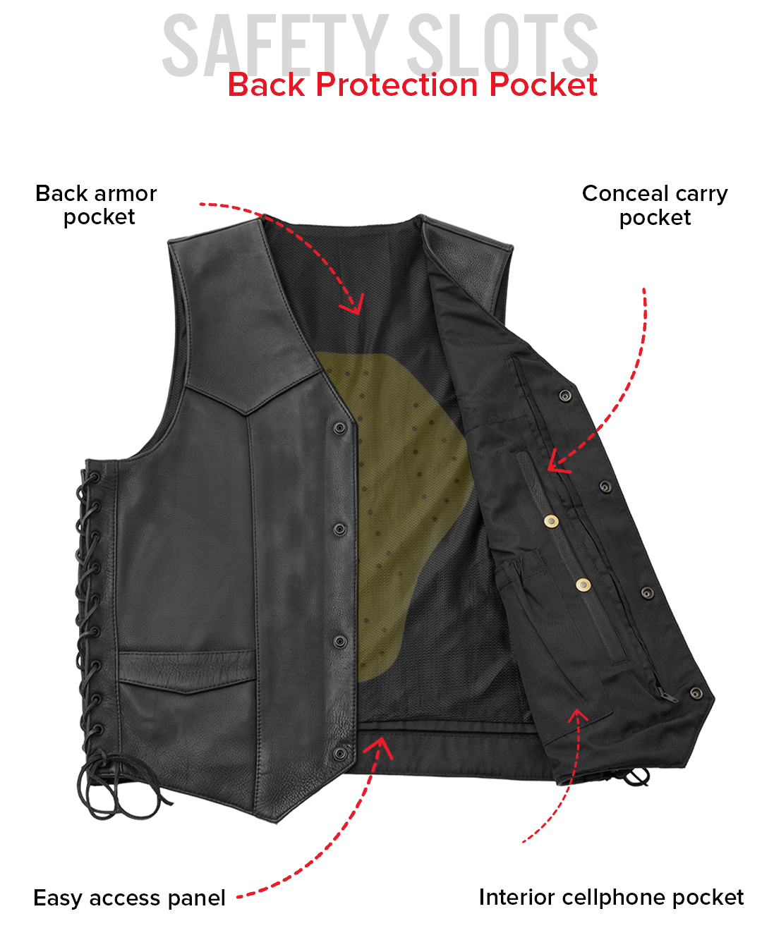Deadwood Men's Motorcycle Western Style Leather Vest Men's Western Vest Vests