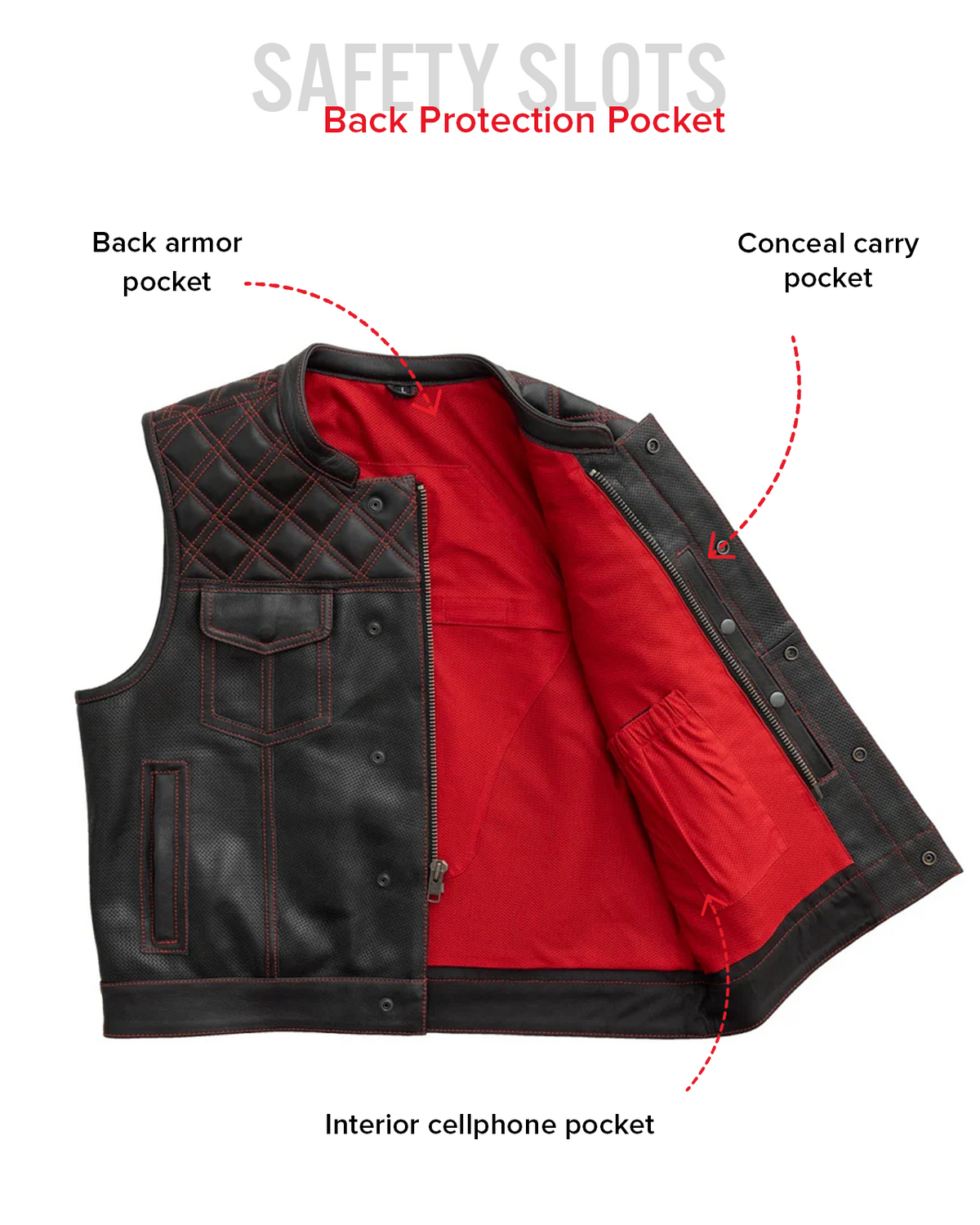 Upside Perforated Men's Club Style Leather Vest Men's Perforated Leather Vest Vests