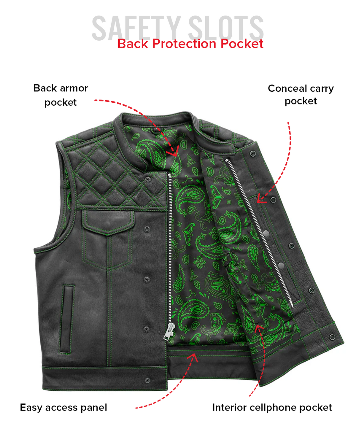 Men's Upside Club Style Leather Motorcycle Vest