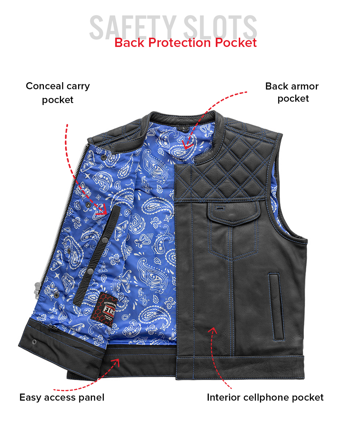 Men's Upside Club Style Leather Motorcycle Vest