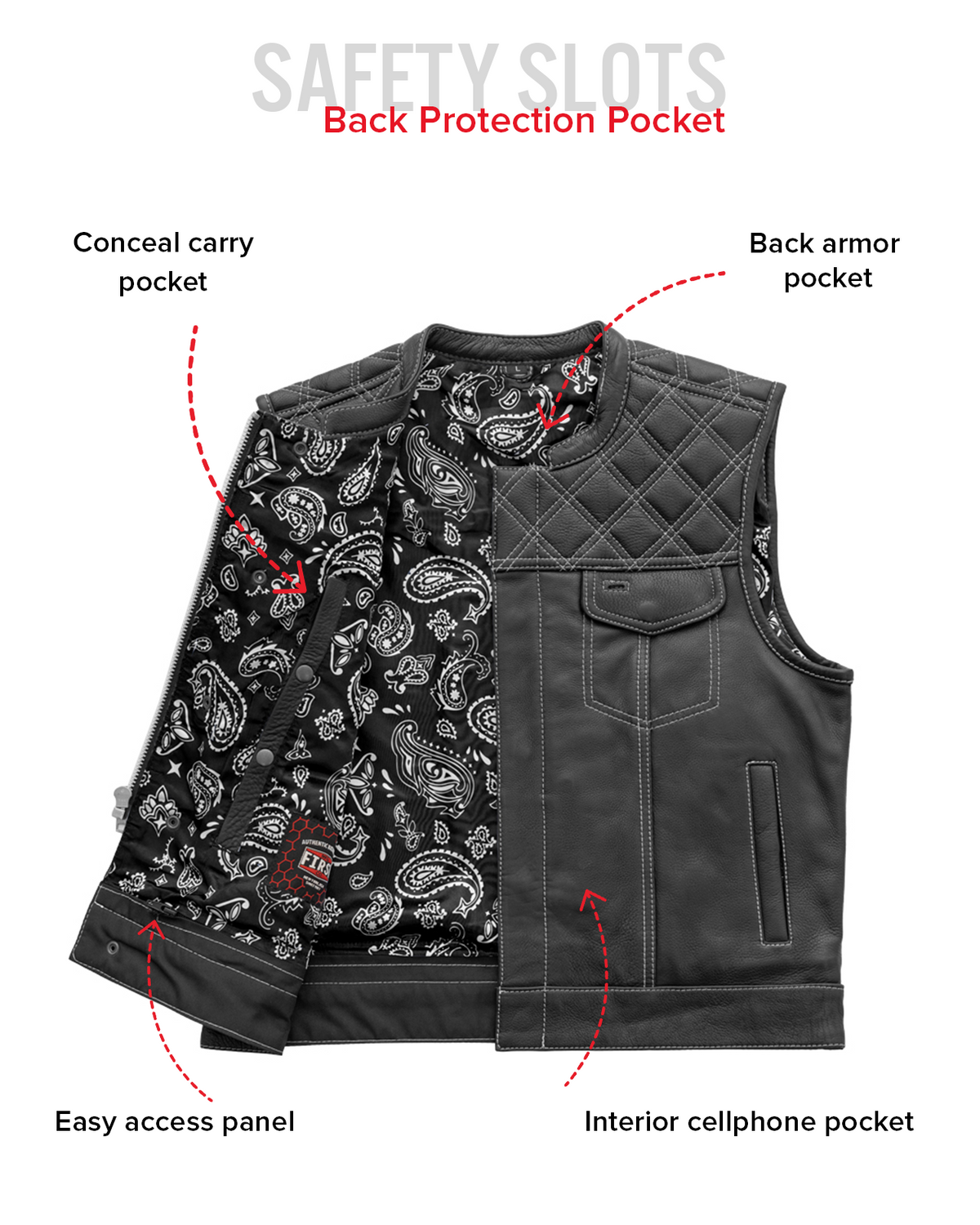 Men's Upside Club Style Leather Motorcycle Vest