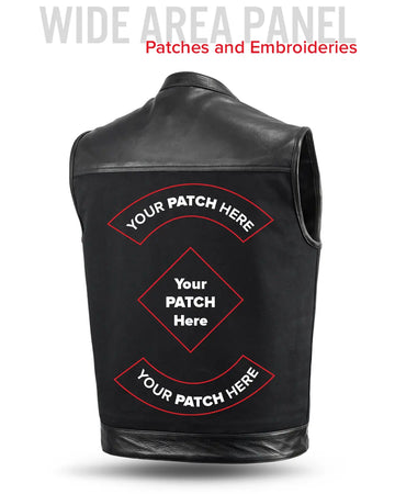 49/51 - Men's Motorcycle Leather/Canvas Vest - First FMG Co