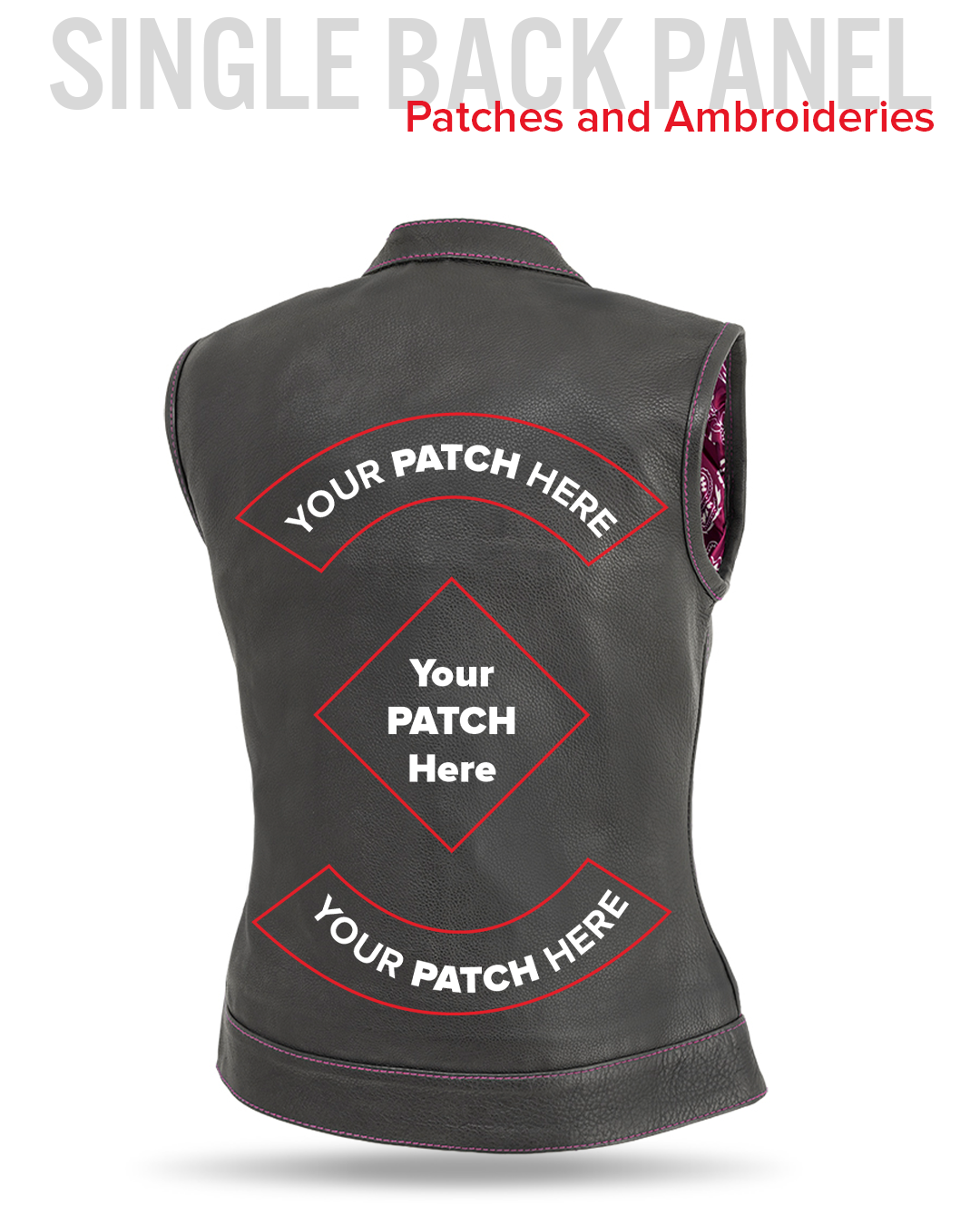 Jessica Women's Motorcycle Leather Vest - Pink - Limited Edition Women's Leather Vest Vests