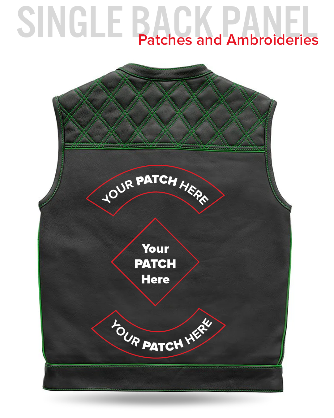 Finish Line - Green Checker - Men's Motorcycle Leather Vest Men's Leather Vest Vests