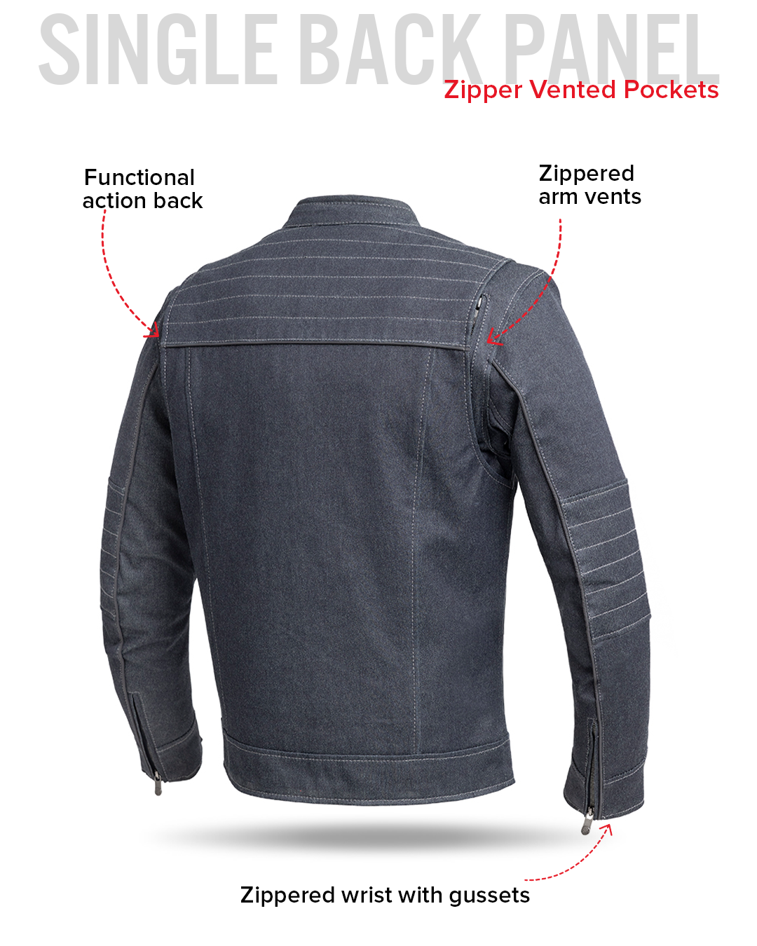 Rowdy Men's Thunder Denim Motorcycle Jacket Men's Thunder Denim Jacket Jackets