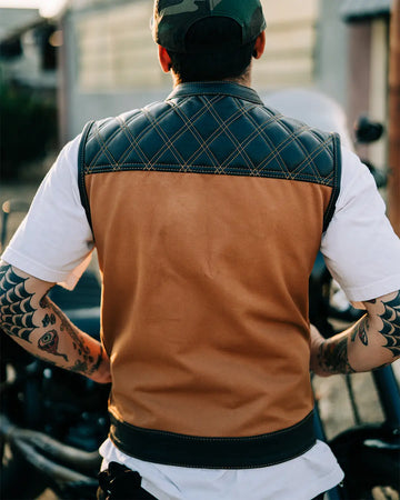 トップス 60s SAFARI HUNTING CANVAS & LEATHER VEST Dixxon Jackson Leather Vest - Brown: Shop Quality Apparel