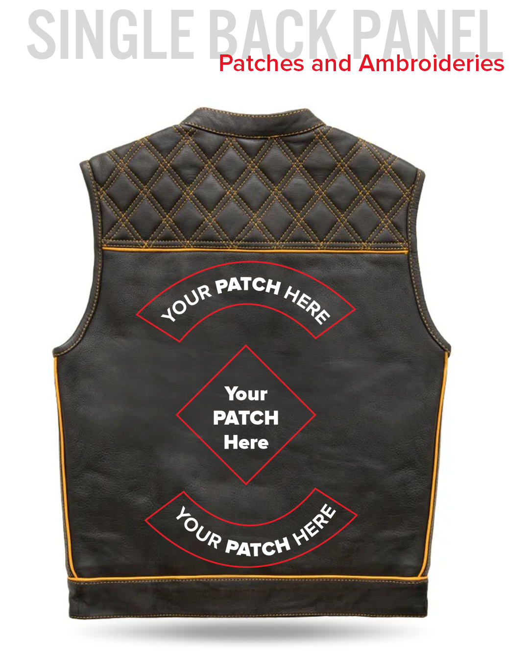 Finish Line - Gold Checker - Men's Motorcycle Leather Vest Men's Leather Vest Vests