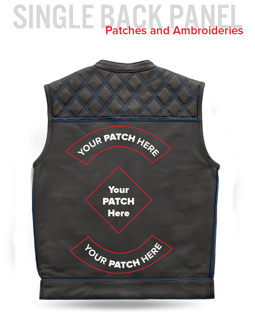 Finish Line - Blue Checker - Men's Motorcycle Leather Vest Men's Leather Vest Vests