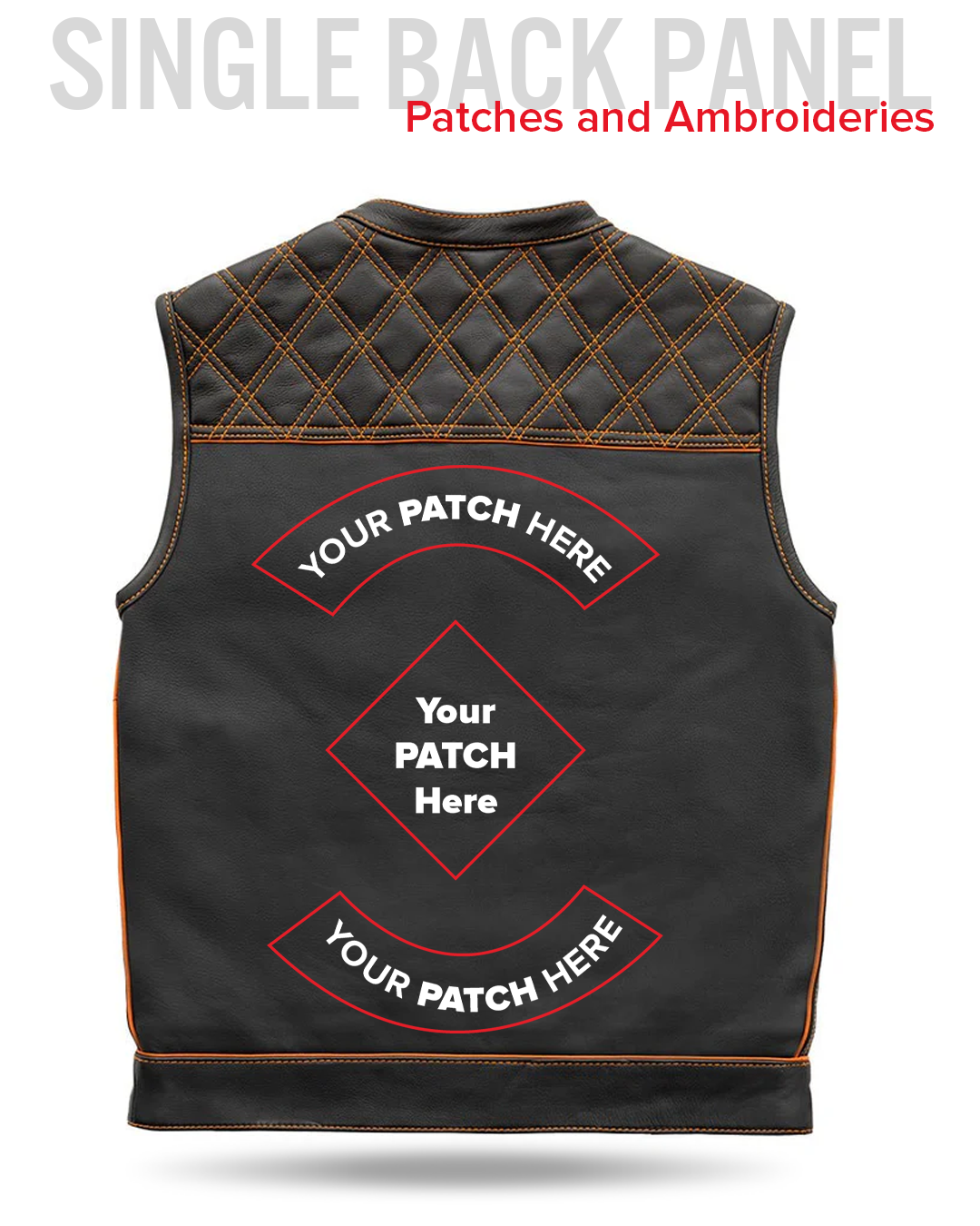 Finish Line - Orange Checker - Men's Motorcycle Leather Vest Men's Leather Vest Vests