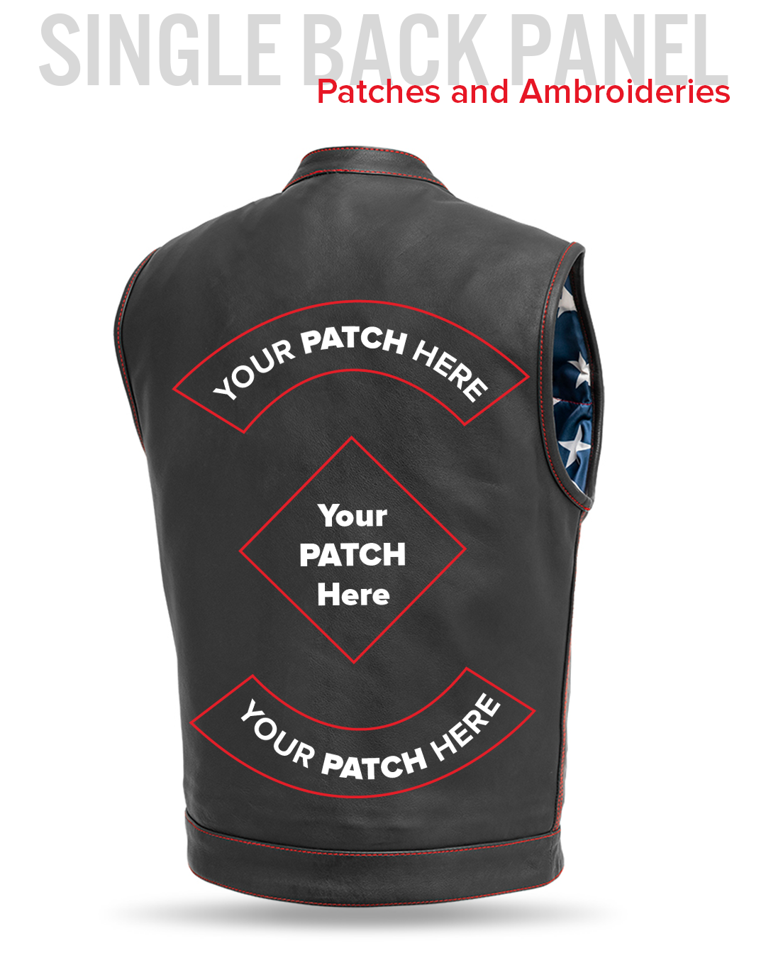 Born Free Men's Leather Motorcycle Leather Vest - Red Stitch Men's Leather Vest Vests