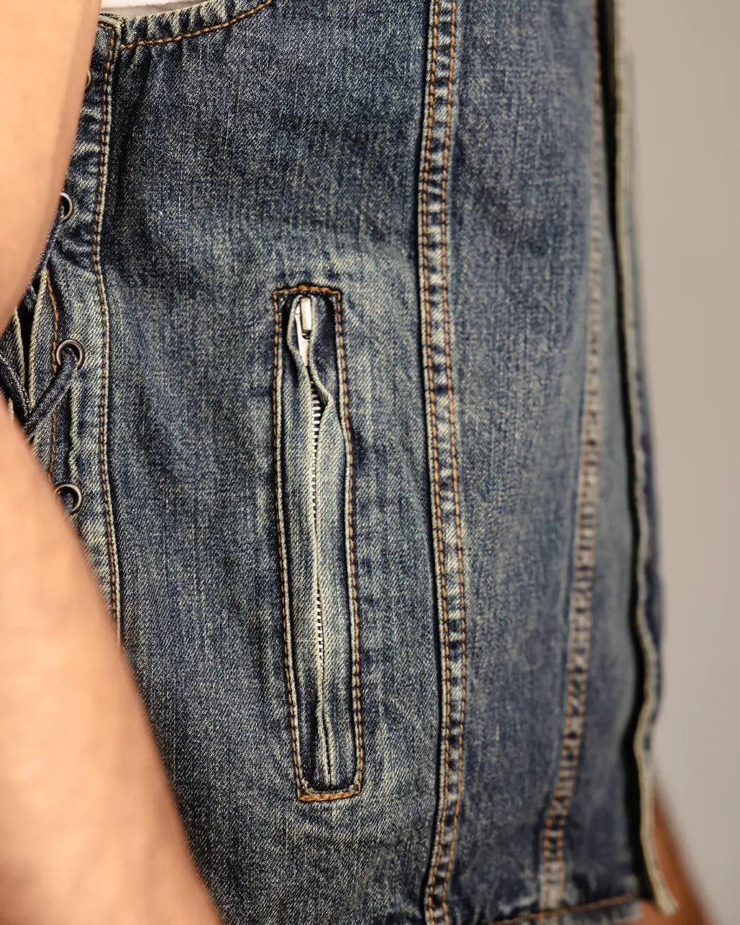 Gambler Men's Motorcycle Denim Vest