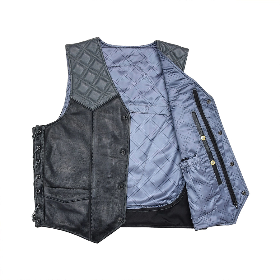 Hammer down Men's Club Style Leather Biker Vest Men's Leather Vest First Manufacturing Company