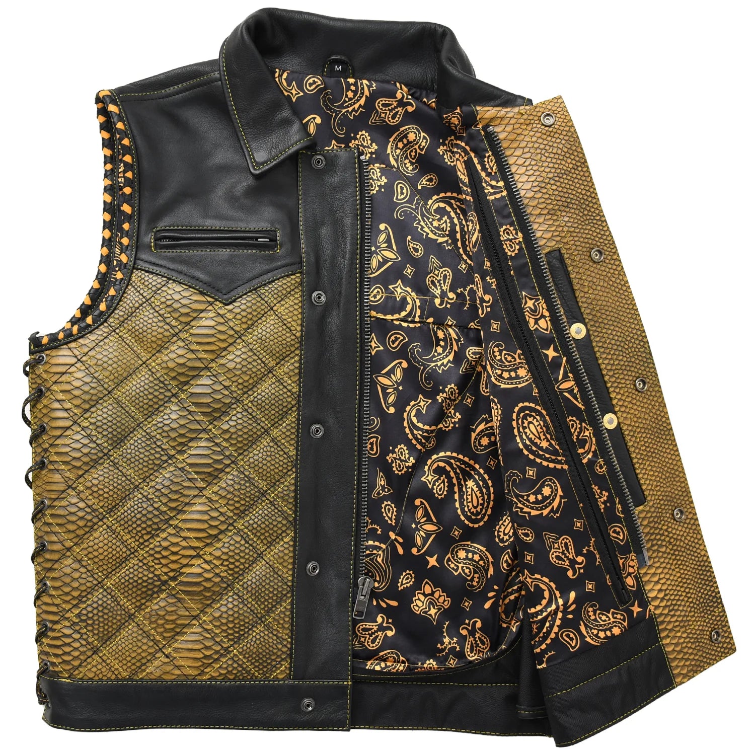 Kingsnake Men’s Motorcycle Leather Vest Men's Leather Vest Vests