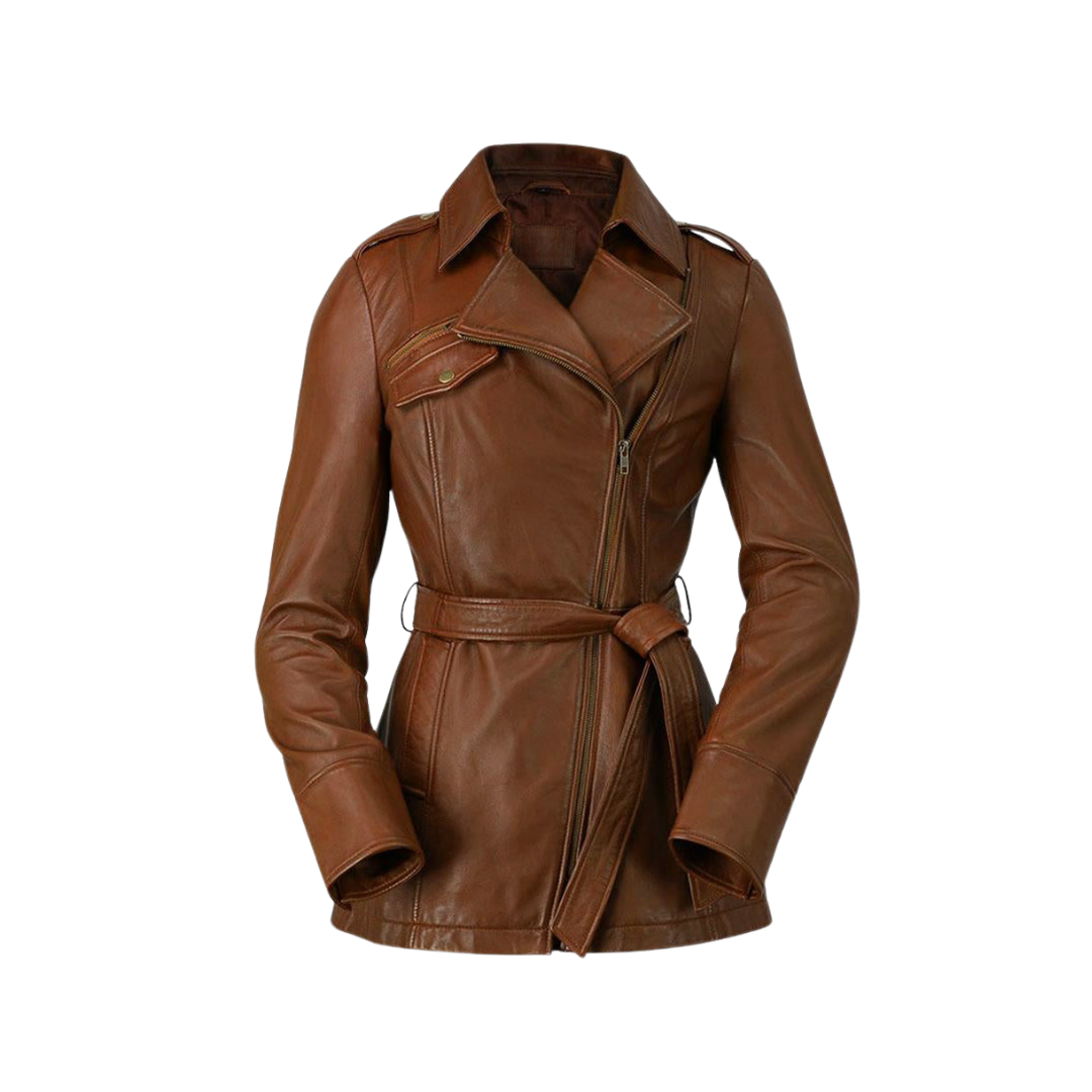 Traci Leather Trench Coat Women's Leather Jacket FMCo