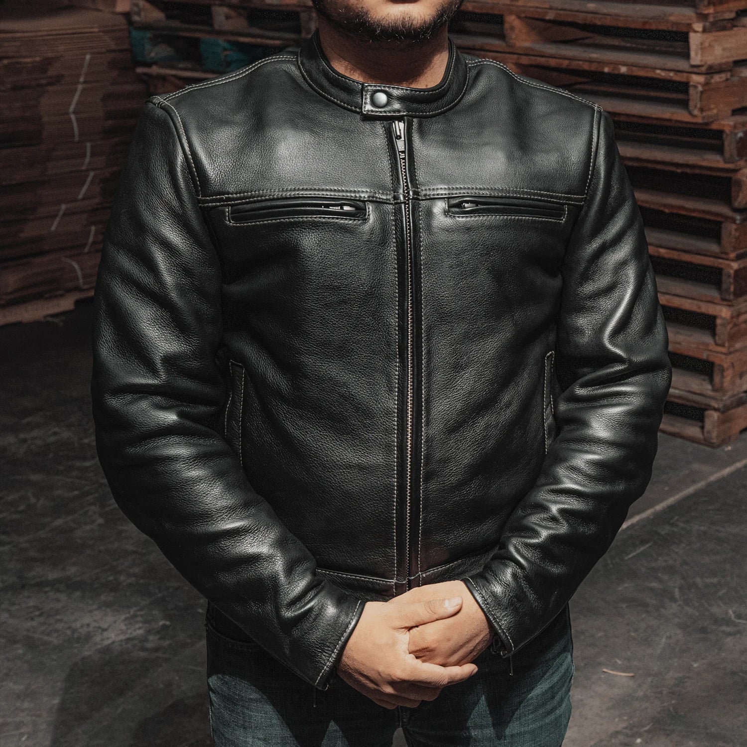 Men's Center Zipper Custom Jacket Custom Builder First Manufacturing Company