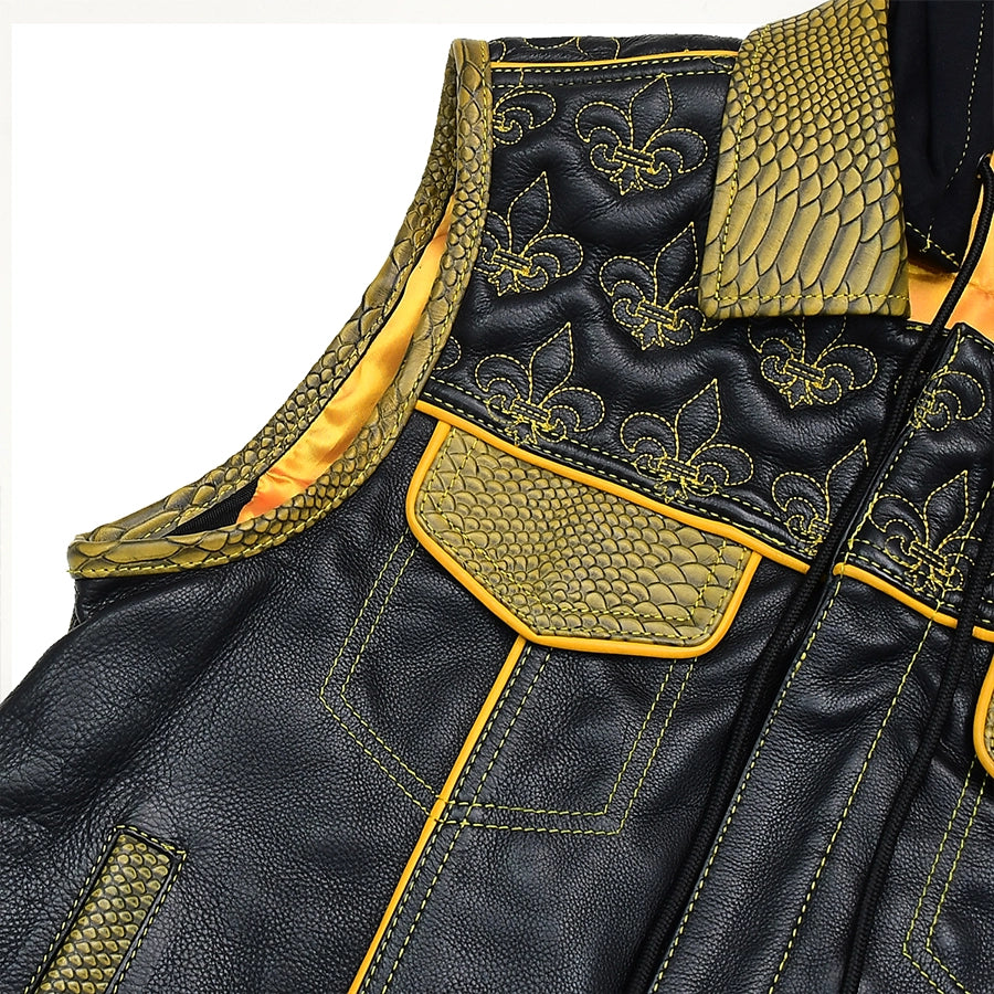 Dynasty Men's Club Style Leather Biker Vest Men's Leather Vest First Manufacturing Company