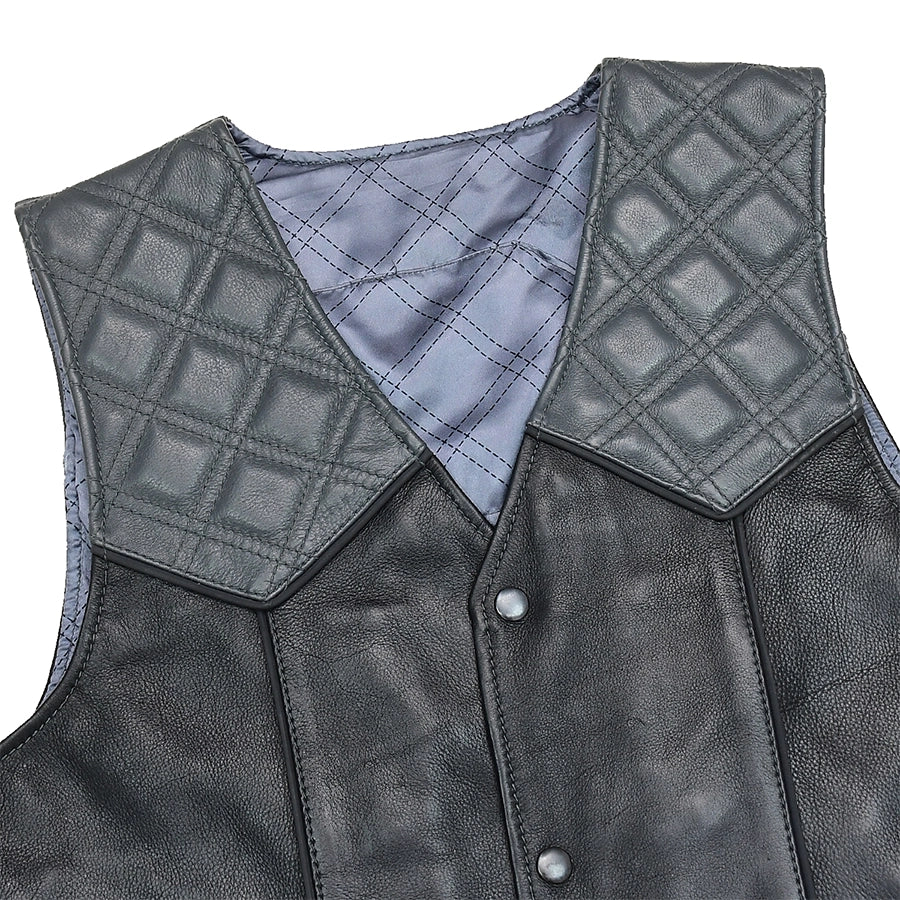 Hammer down Men's Club Style Leather Biker Vest Men's Leather Vest First Manufacturing Company