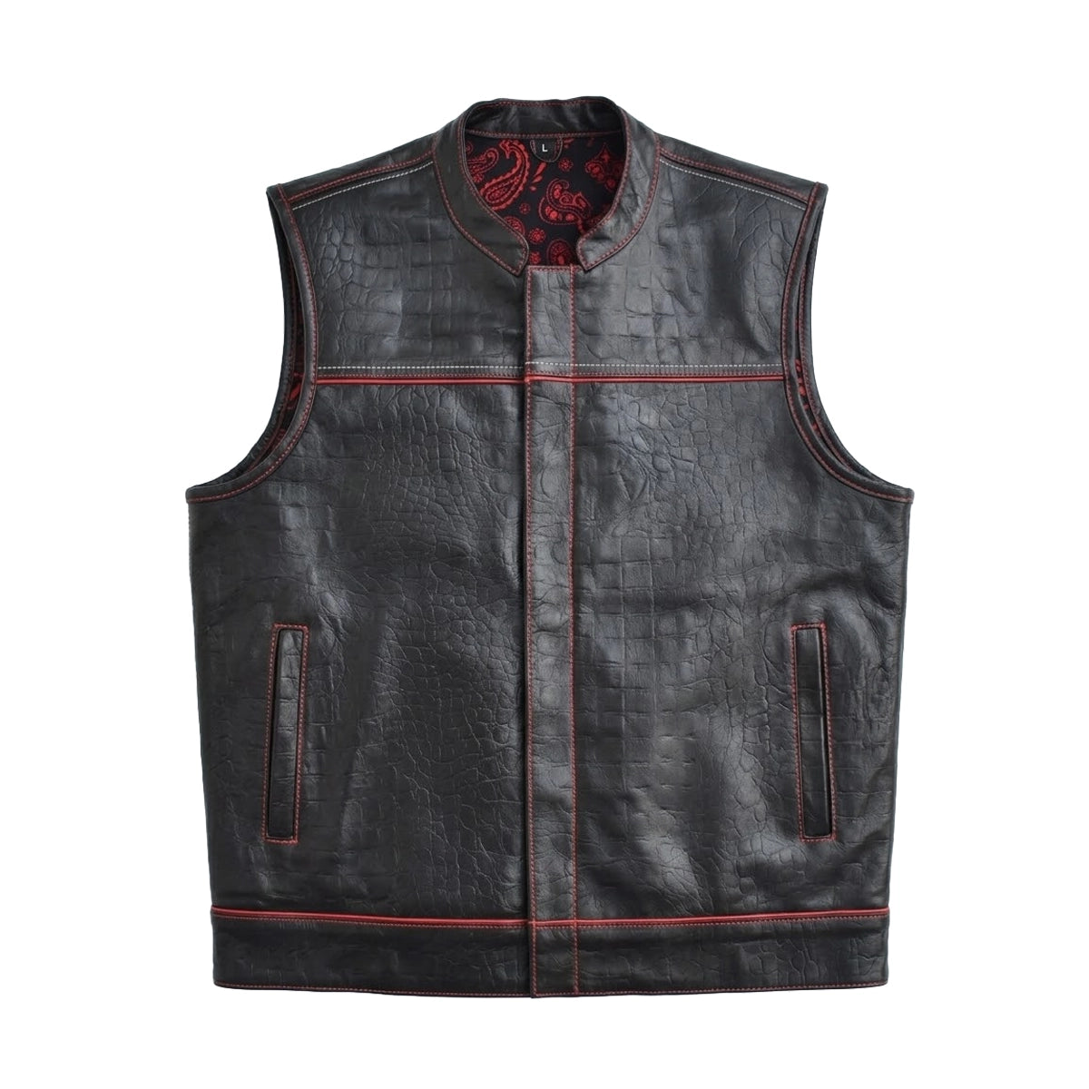 Speedster - Men's Embossed Croc Leather Motorcycle Vest Men's Leather Vest Vests