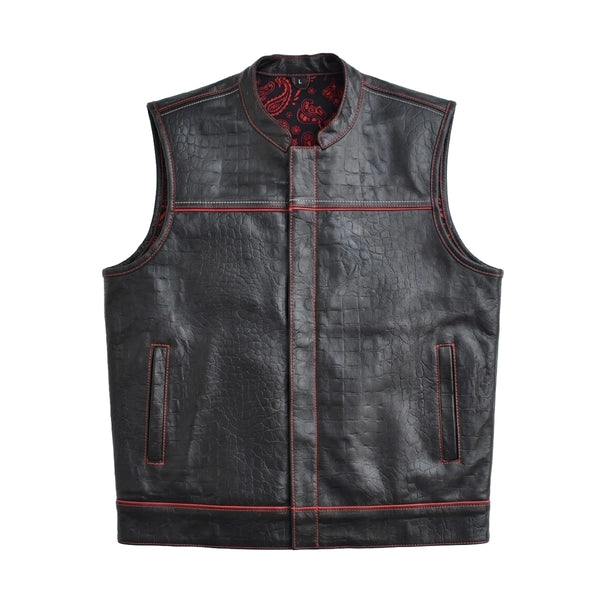 Speedster - Men's Embossed Croc Leather Motorcycle Vest Men's Leather Vest Vests