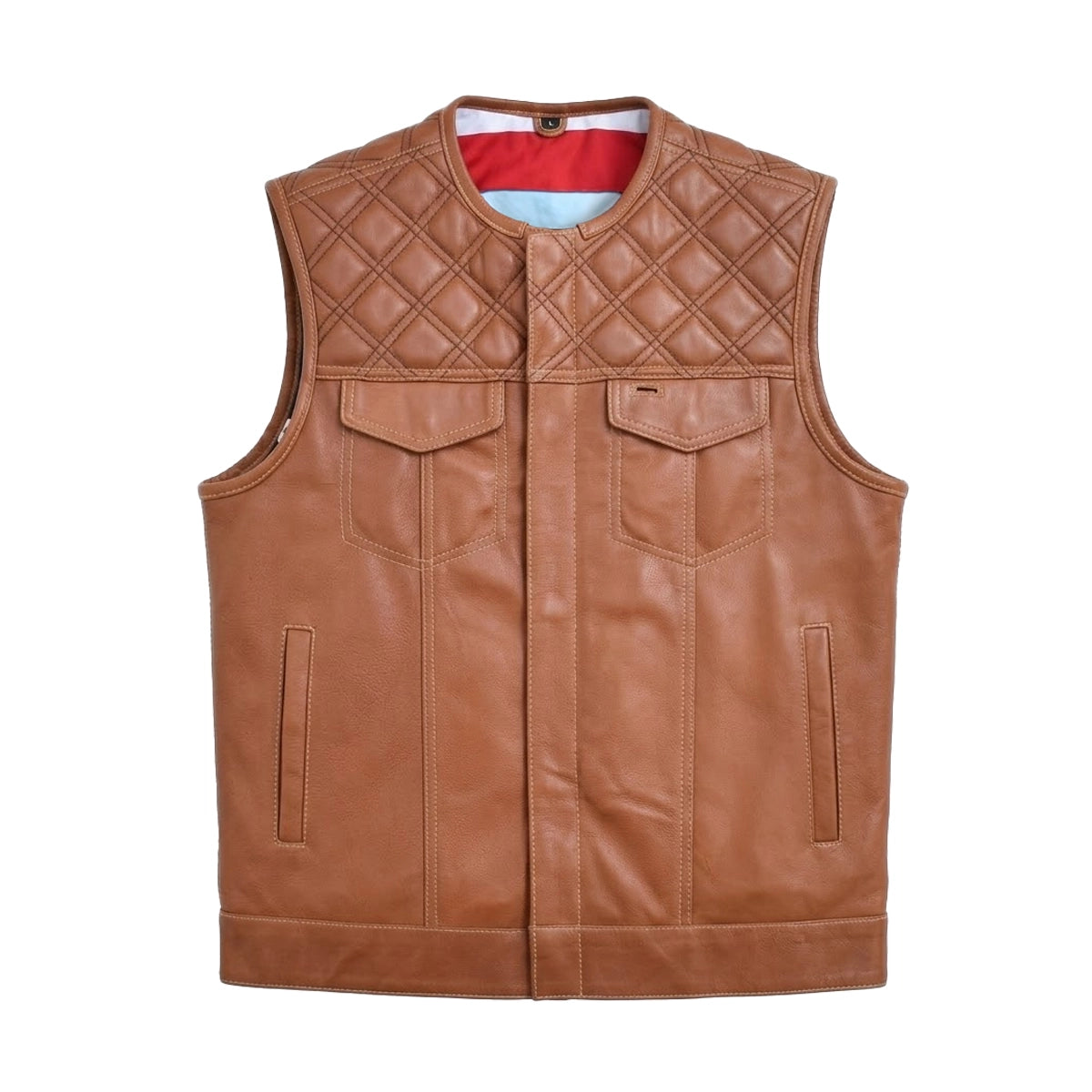Roadguard - Men's Whiskey Leather Motorcycle Vest Men's Leather Vest Vests