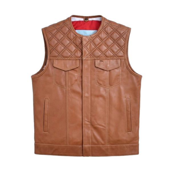 Roadguard - Men's Whiskey Leather Motorcycle Vest Men's Leather Vest Vests