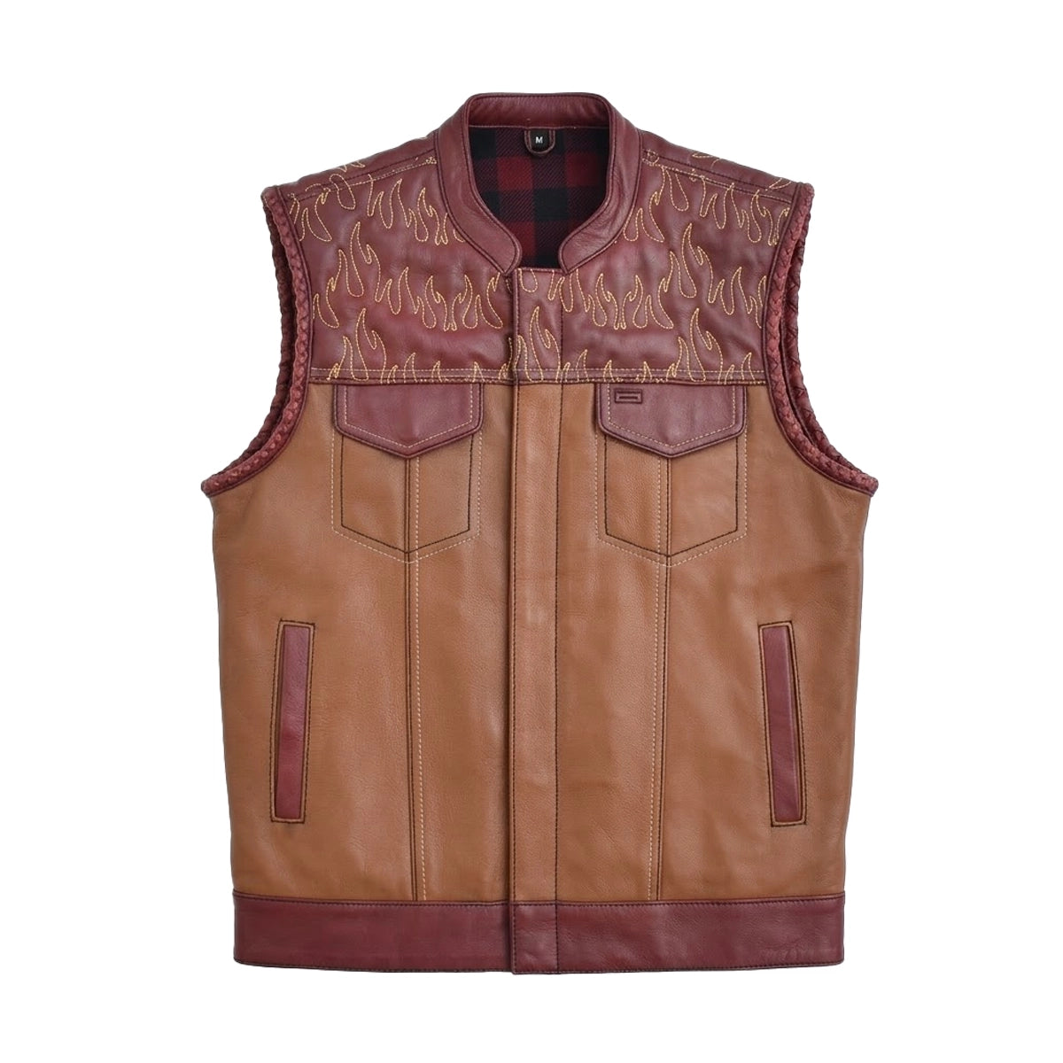 Roadcrew - Men's Leather Motorcycle Vest Men's Leather Vest Vests
