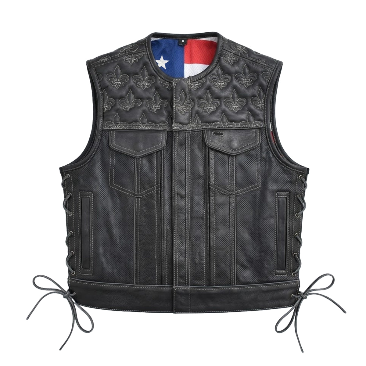 Rumble - Men's Perforated Leather Motorcycle Vest Men's Leather Vest Vests