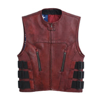 Bloodline - Men’s Red Dragon Leather Motorcycle Vest Men's Leather Vest Vests
