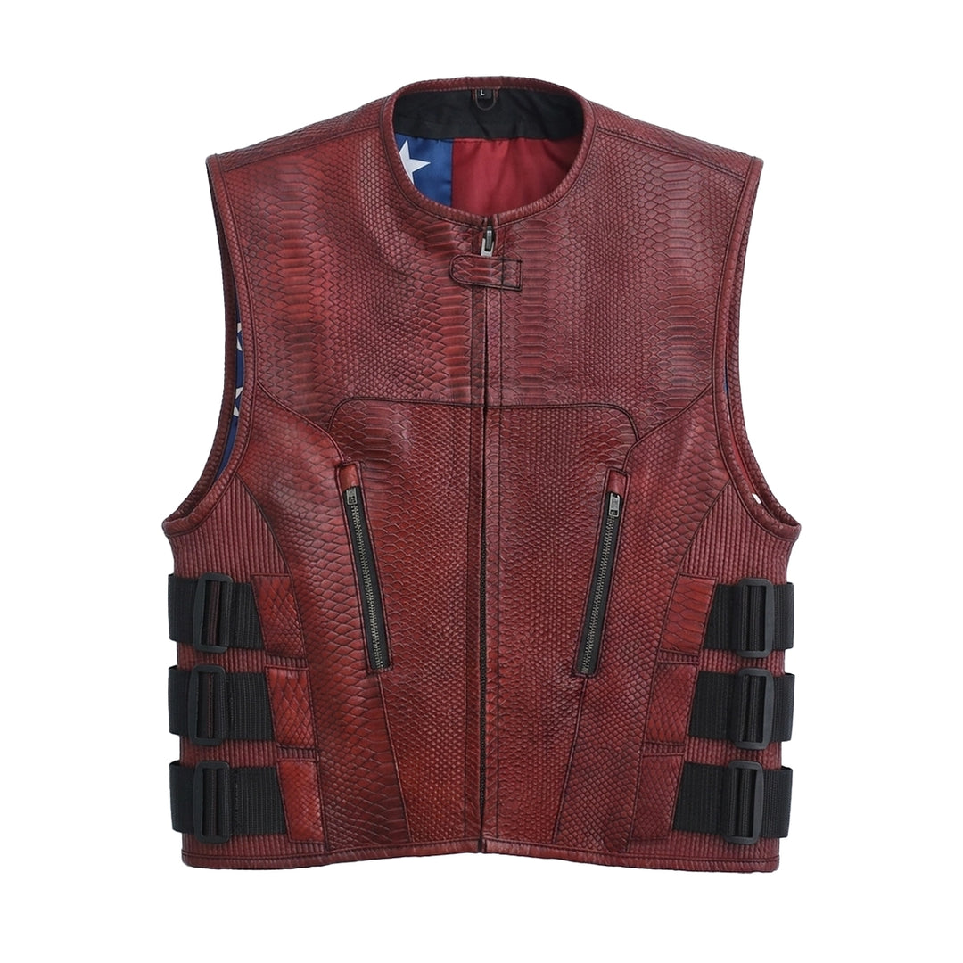 Bloodline - Men's Red Dragon Leather Motorcycle Vest
