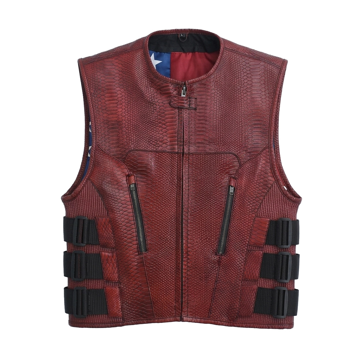 Bloodline - Men’s Red Dragon Leather Motorcycle Vest Men's Leather Vest Vests