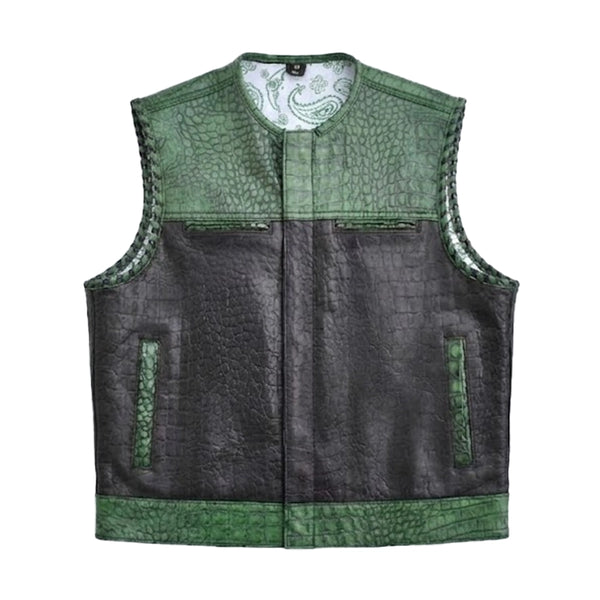 Overdrive - Men's Leather Motorcycle Vest Men's Leather Vest Vests