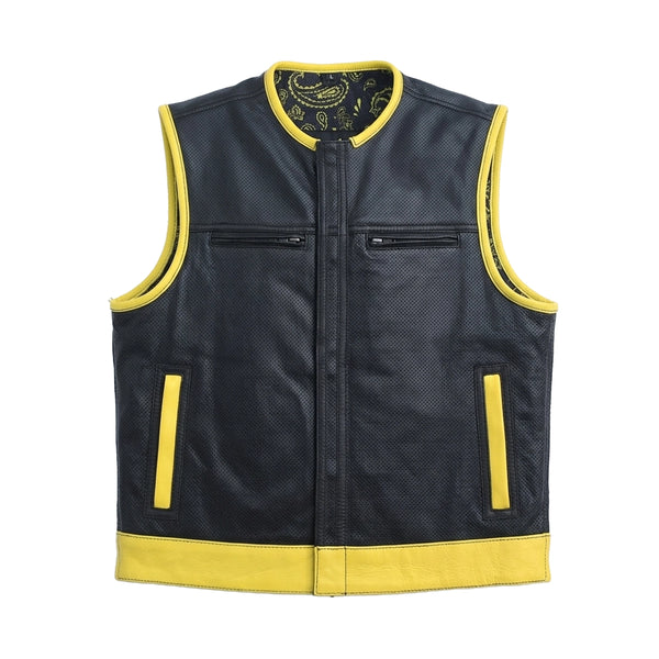 Burnline - Men’s Perforated Leather Motorcycle Vest Men's Leather Vest Vests