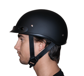 DOT Approved Daytona Skull Cap Half Shell Motorcycle Helmet - Beanie Style for Motorcycles, Cruisers, Scooters, and Mopeds W/O Visor- Dull Black