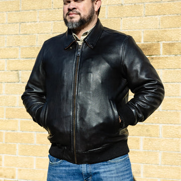 Moto Bomber Men's Leather Jacket - Main Image