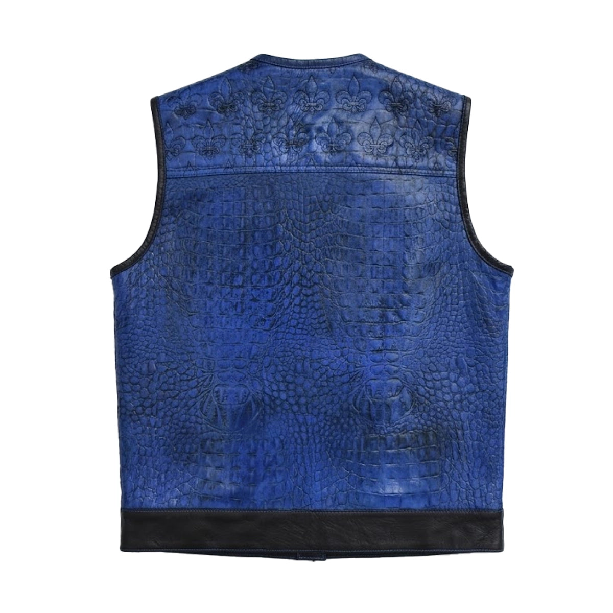 Crossroads - Men's Blue Croc Leather Motorcycle Vest