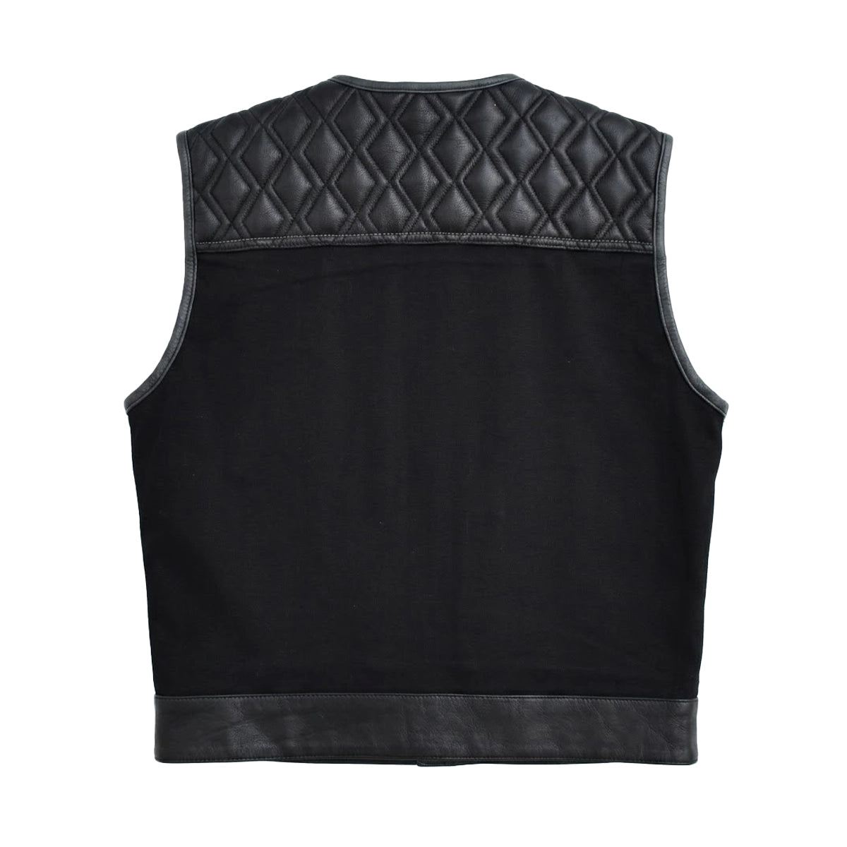 Xroad - Men's Black Twill & Leather Motorcycle Vest Men's Leather Vest Vests