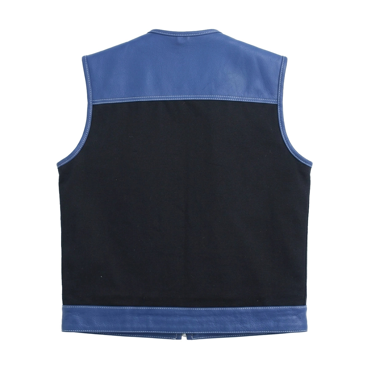 Ironclad - Men’s Blue&Black Leather/Canvas Motorcycle Vest Men's Leather Vest Vests
