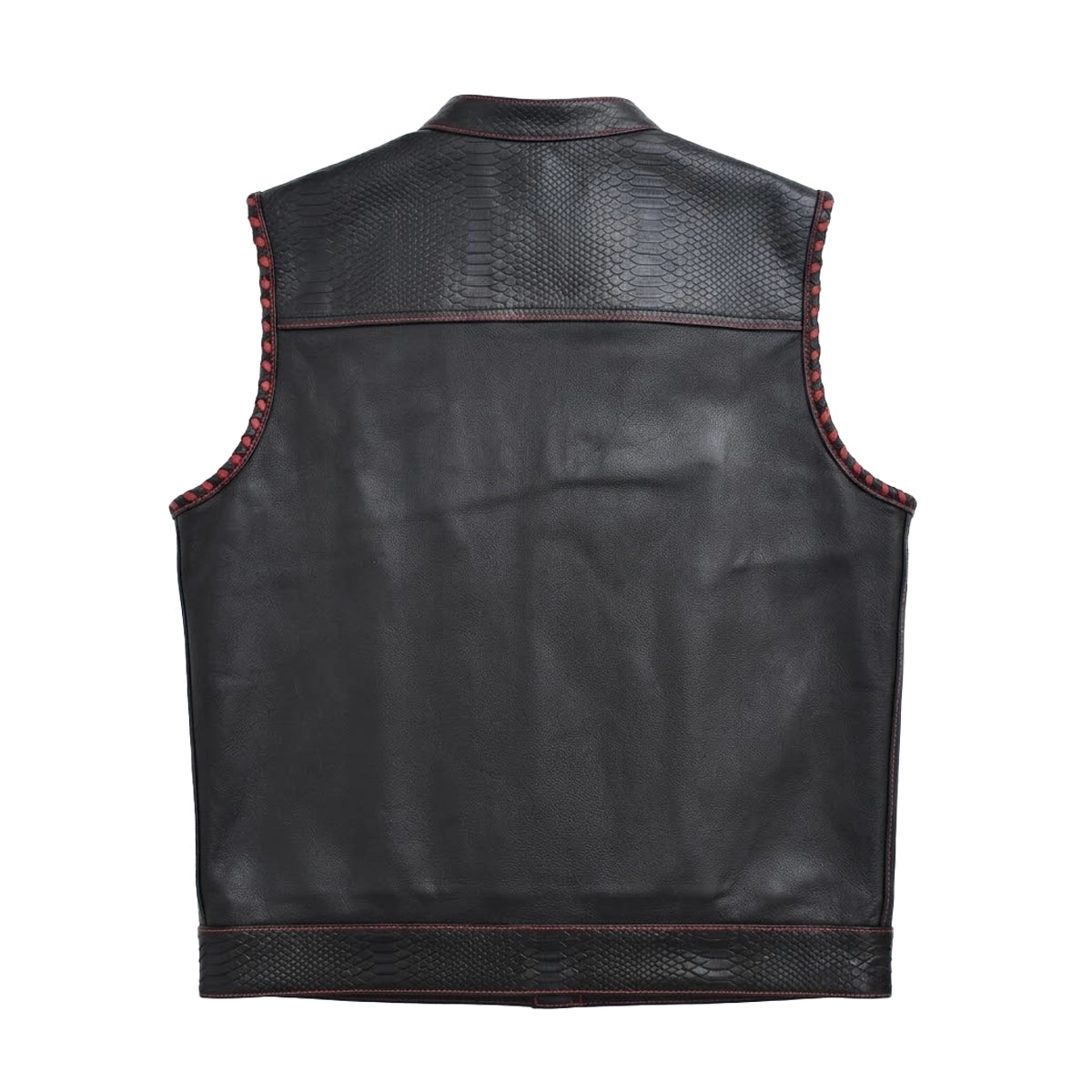 Revline - Men's Black Leather Motorcycle Vest Men's Leather Vest Vests