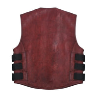 Bloodline - Men’s Red Dragon Leather Motorcycle Vest Men's Leather Vest Vests