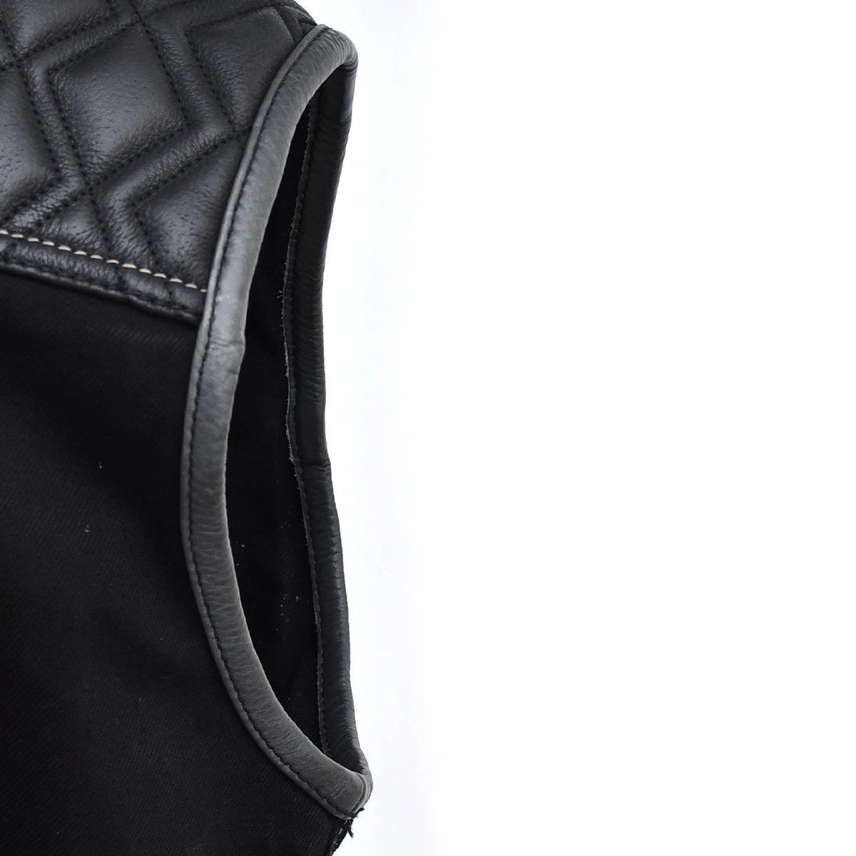 Xroad - Men's Black Twill & Leather Motorcycle Vest Men's Leather Vest Vests