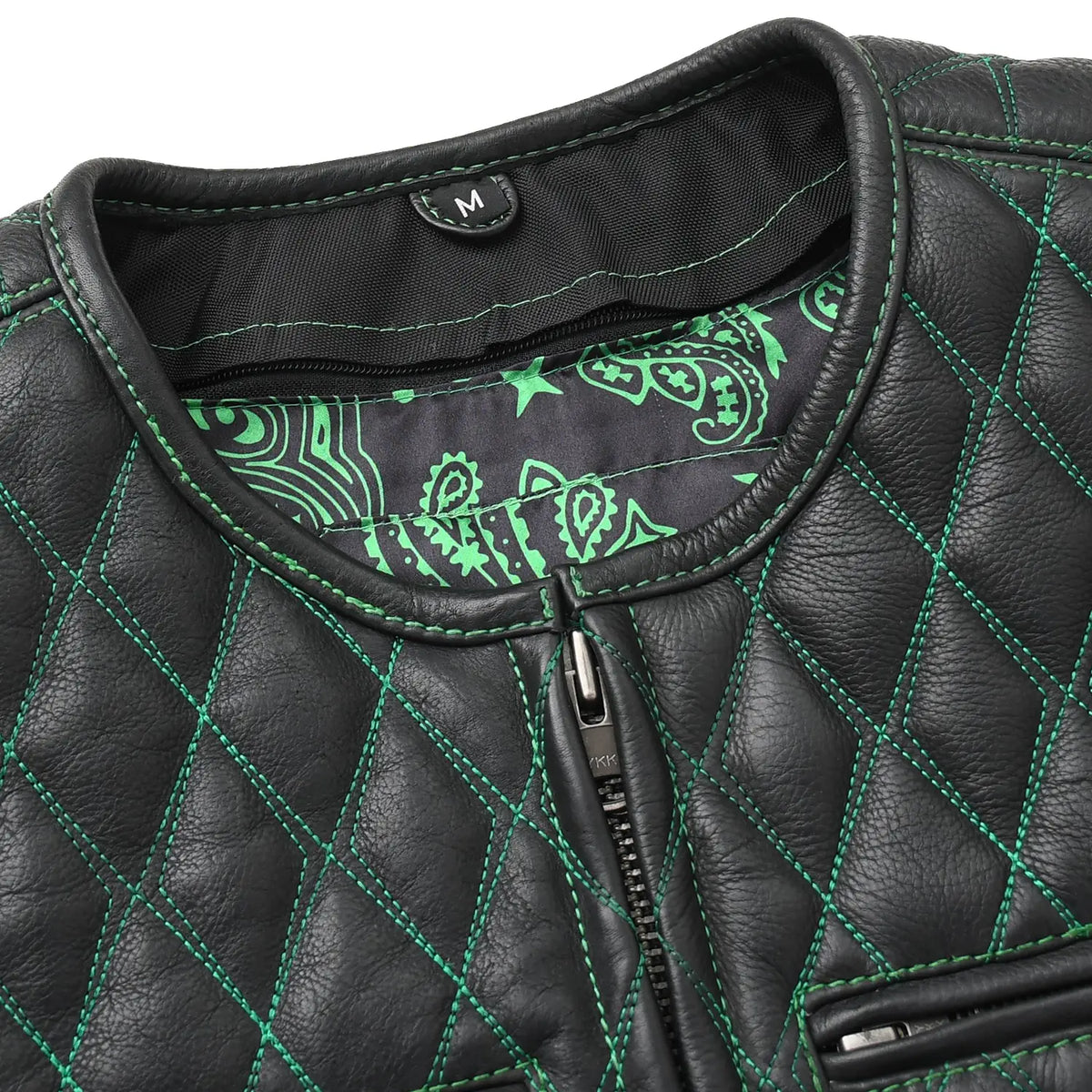 Tactical Emerald Men’s Motorcycle Leather Vest Men's Leather Vest Vests
