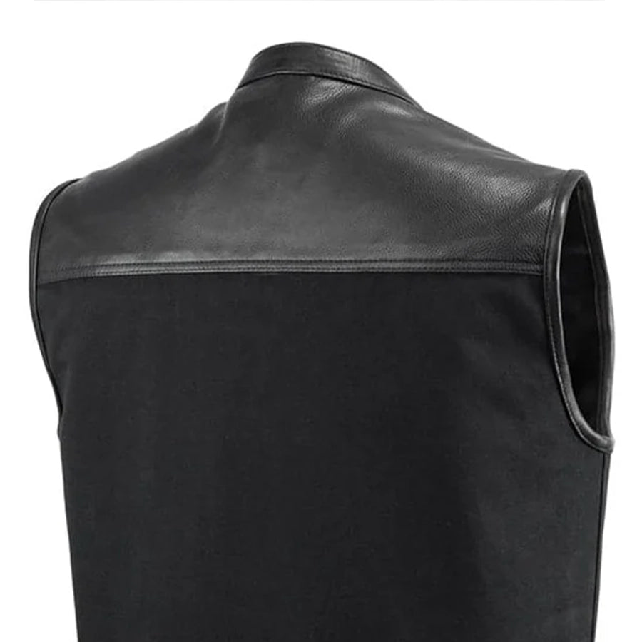 49/51 - Men's Motorcycle Leather/Canvas Vest - First FMG Co