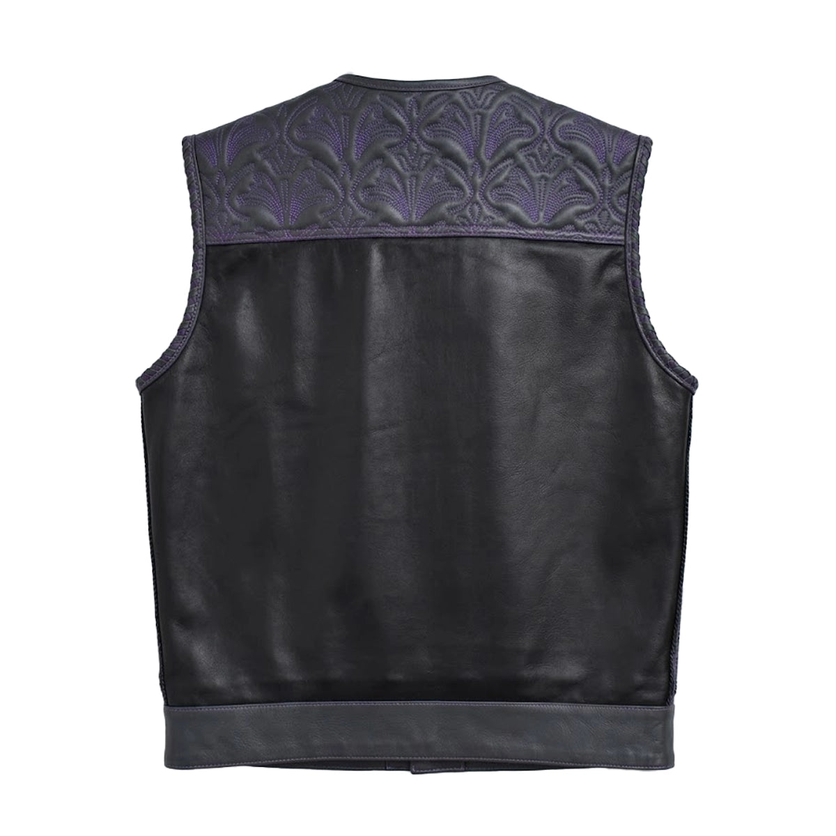 Rattler - Men's Black & Gray Leather Motorcycle Vest