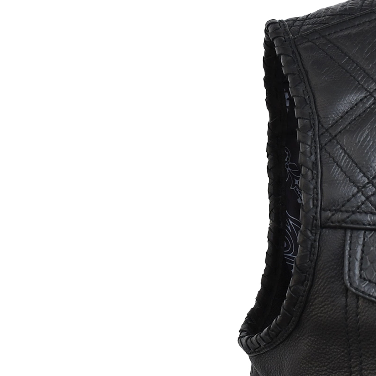 Rumble - Men's Leather Motorcycle Vest (Black) Men's Leather Vest Vests