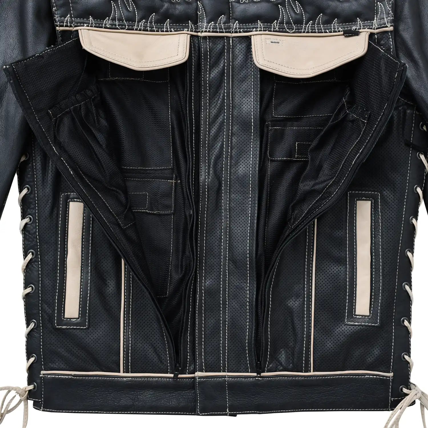Wildfire Rouge Mens Motorcycle Leather Jacket (Oil Sand/Black) Men's Leather Jacket First Manufacturing Company