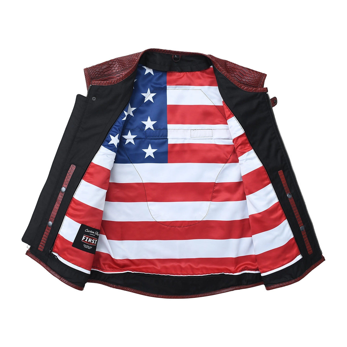 Bloodline - Men’s Red Dragon Leather Motorcycle Vest Men's Leather Vest Vests