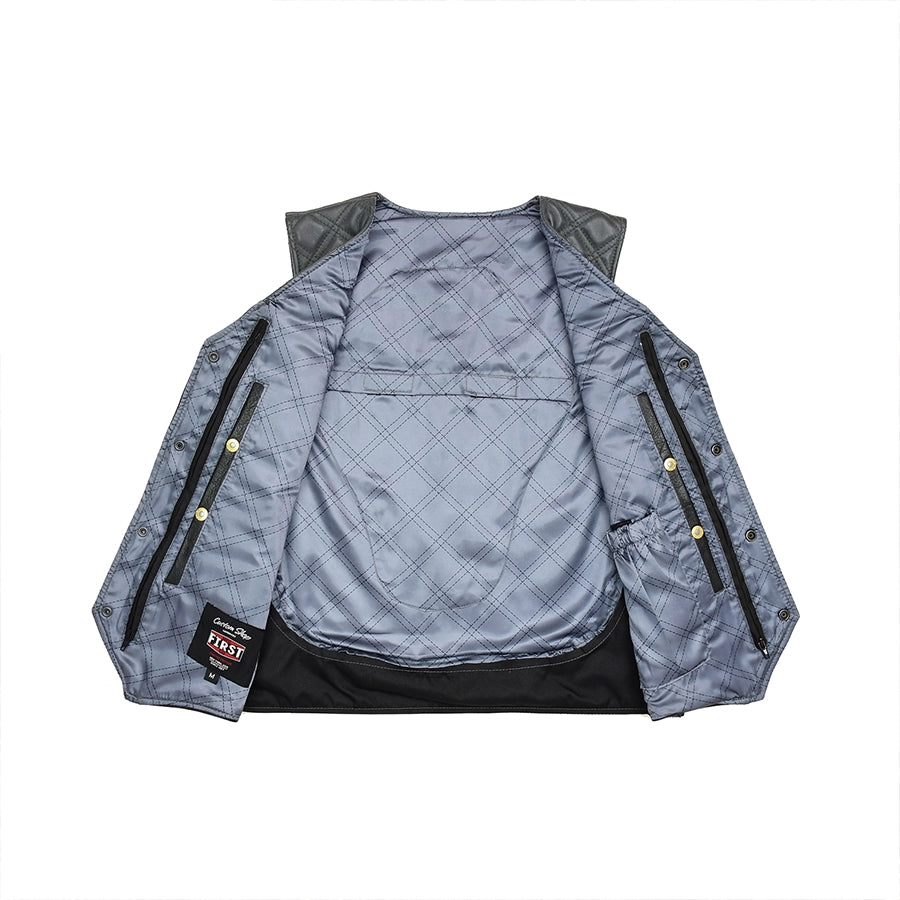 Hammer down Men's Club Style Leather Biker Vest Men's Leather Vest First Manufacturing Company